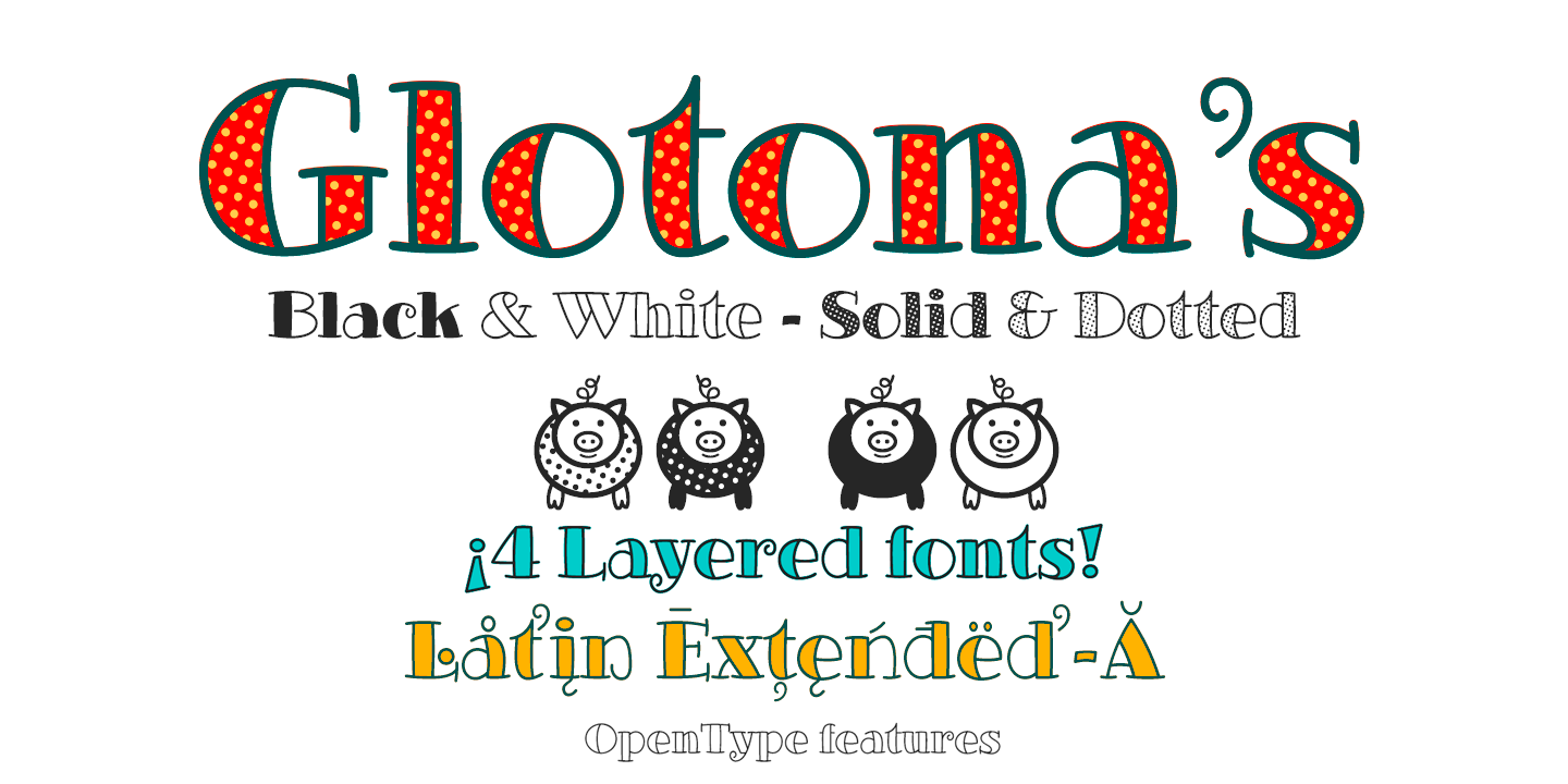 Glotona White Dot Font preview